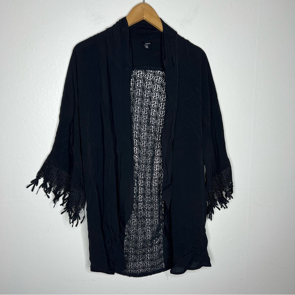 Hurley Black Kimono Cardigan Sz S Lace